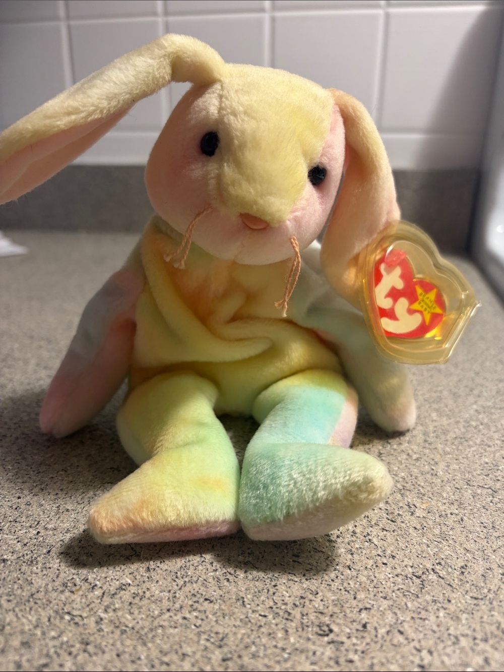 Ty Pastel Tie-Dye Bunny Bennie Baby - Yellow, Pink, Green, Blue